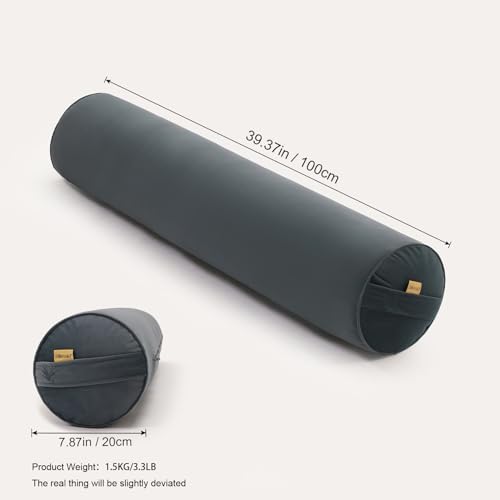 Body Pillow for Adults,Long Round Pillow,Big Cylindrical Pillow,Large Full Bolster Pillows for Side Sleepers (Charcoal Gray, 39.37"*7.87") - color: Charcoal Gray, size: 39.37"*7.87"