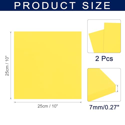 MECCANIXITY Foam Sheets Crafts 10x10 Inch 7mm EVA Craft Foam Paper Foam Sheets for Crafts Projects DIY Cosplay Modeling, Yellow, 2 Sheets - color: Yellow, size: 7mm