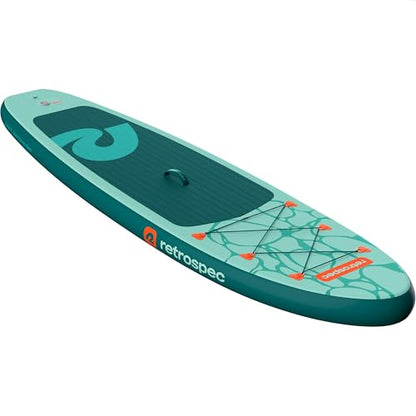 Retrospec Weekender Inflatable Stand Up Paddle Board Includes Paddle, Pump, and Accessories 10’6” Lightweight iSUP, Puncture Resistant Inflatable Paddle Board for Adults - color: Seafoam Ripple