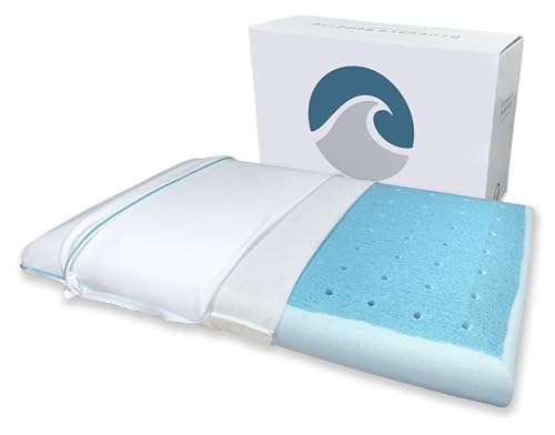 Bluewave Bedding Super Slim Max Cool CarbonBlue Gel Memory Foam Pillow for Stomach and Back Sleepers - Thin, Flat Design with Advanced Cooling (3.25-Inch Height, Standard Size) - size: 3.25"H (Standard), style: Max Cool Memory Foam