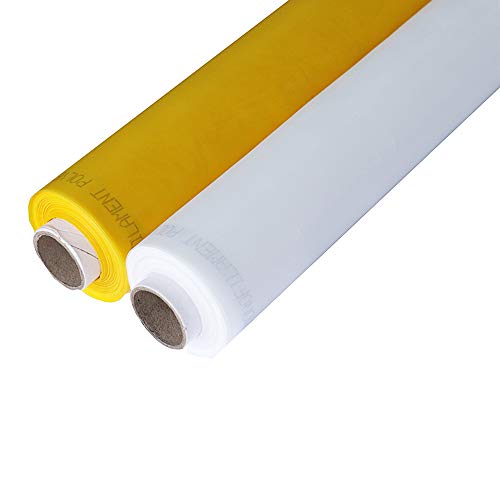 Silk Screen Printing Mesh, 100/110/120/140/160/180/200/250/300Mesh, White Yellow for Screen Printing Machine Equipment Accessories, Filter Painting, Polyester Fabric (110M/43T White) - size: 110M/43T White