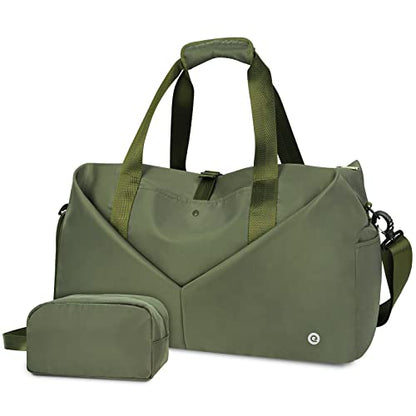 Ceneda 20" Gym Bag for Women with Wet Pocket & Shoe Compartment, Lightweight Duffel Waterproof Carry On Duffle for Travel, Yoga, Overnight (Green) - color: Green