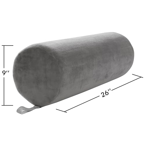 Saloniture Jumbo Round Massage Table Bolster Pillow Pad - 26 x 9 Inch - Gray Velour - color: Gray