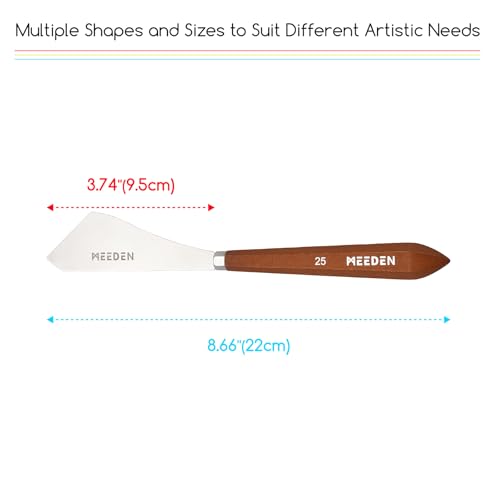 MEEDEN Artist Acrylic Palette Knife: 8.66" Flexible Stainless Steel Art Paint Scraper Knife with Wooden Handle for Color Mixing Spreading Painting, #25 - style: #25