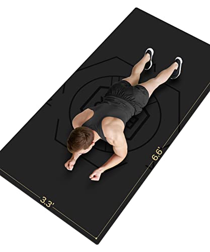 nuveti Large Exercise Mat (6'x 3'), Extra Wide Workout Mat for Men and Women, Yoga Mat Thick 1/4 Exercise Mats Non-Slip, Non-Toxic, Large Fitness Mat Perfect for Barefoot Exercise (Yoga, Pilates, Stretching, Meditation) - color: Black, size: 78"L x 39"W x