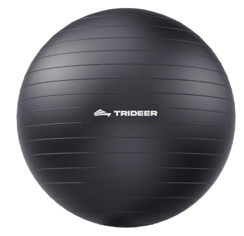 Trideer Yoga Ball for Exercise, Pilates, Core & Balance Training, Stability Ball for Pregnancy & Birthing Prep, Physical Therapy, Daily Stretching, Office Chair for Active Sitting, Quick Pump Included - color: Black, size: L(23-26ines/58-65cm)