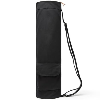 Yoga Mat Bag for Women & Men, Full-Zip Canvas Pilates Bag with Pockets | Lightweight Yoga Mat Carrier with Adjustable Shoulder Strap, Fits 1/4 & 1/3 Inch Thick Mats, for Studio Gym Travel Workout - color: Black-1
