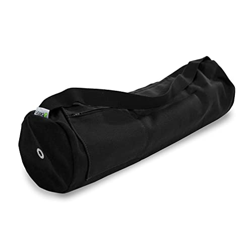 Natural Hemp Fabric Yoga Mat Bag with Shoulder Strap - Lightweight and Durable Gym Bag to Carry the Extra Large Mat Sizes - Ideal for Yoga, Pilates & Fitness Equipment - Made in USA, 8" X 32" - color: Hemp Black