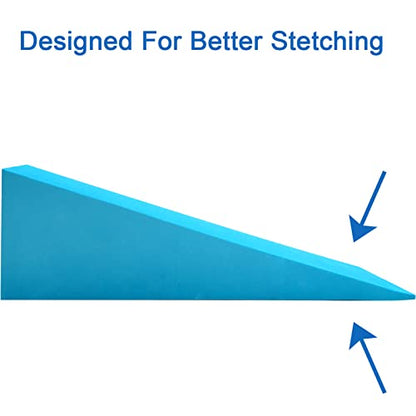 DEAYOU 2 Pack Yoga Foam Wedge, 13" EVA Foam Calf Stretch Slant Board for Lower Leg Strength Improve, Squat Wedge Incline Block for Workout, Exercise, Heel, Foot, Knee Pad, Wrist Back Support (Blue)