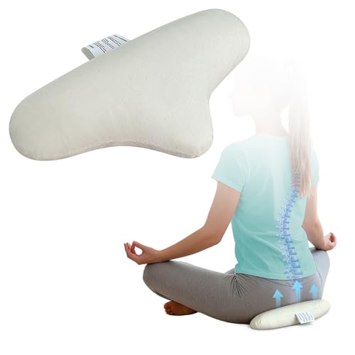 Meditation Cushion, Floor Pillows for Sitting, Organic Yoga Mats Ergonomic Meditation Seat Cushions, White Yoga Body Pillow for Men Women, Adults Portable Travel Meditation Back Support Floor Pad