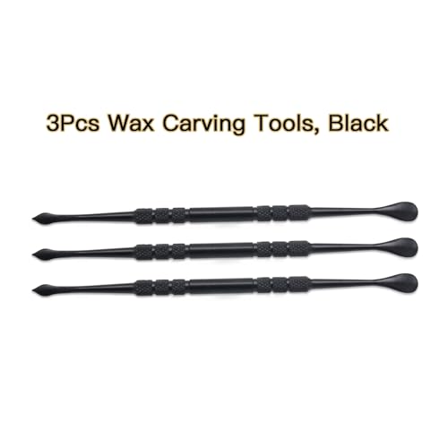 Joyangy 3-Pack Wax Carving Tools 4.6Inch Stainless Steel Double-Ended | clay wax art sculpt, black, wax seal stamp craft, jewelry candle making, smooth lightweight grip - size: 3 Pack(Black)