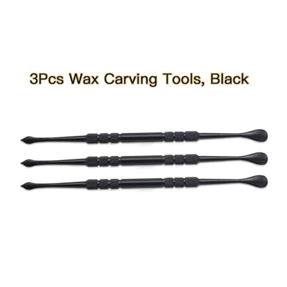 Joyangy 3-Pack Wax Carving Tools 4.6Inch Stainless Steel Double-Ended | clay wax art sculpt, black, wax seal stamp craft, jewelry candle making, smooth lightweight grip - size: 3 Pack(Black)