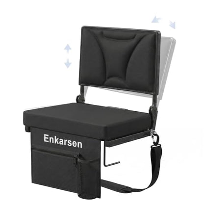 Stadium Seats with Back Support, Height & Angle Adjustable Reclining Backrest, Ultra-Soft Multi-Layer Foam Cushion, Portable Bleacher Chairs for Sports Events,Outdoor Camping & Concerts