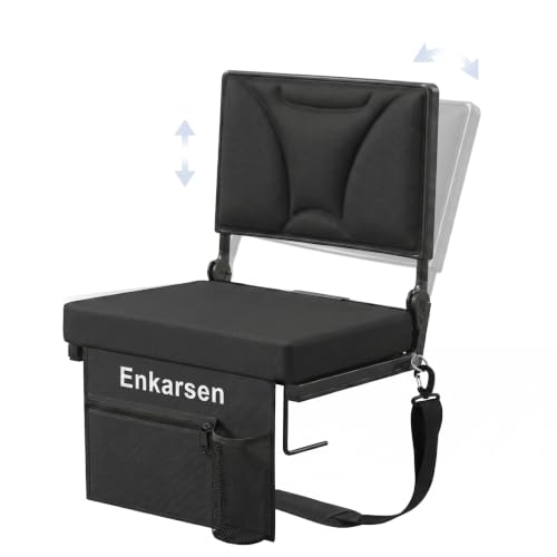 Stadium Seats with Back Support, Height & Angle Adjustable Reclining Backrest, Ultra-Soft Multi-Layer Foam Cushion, Portable Bleacher Chairs for Sports Events,Outdoor Camping & Concerts