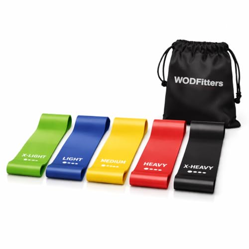 WODFitters Mini Bands Set for Women - 5 Exercise Workout Resistance Bands - Exercise Loops - Workout Flexbands for Stretching, Physical Therapy, Rehab, Home Fitness and Muscle Activation