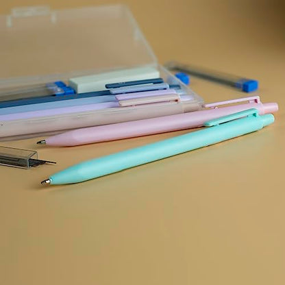 Pastel Aesthetic Mechanical Pencil Set 6 Pack with Eraesers 0.7mm | Complete Set with Break-Resistant Leads, 0.5mm 0.7mm & Combo available