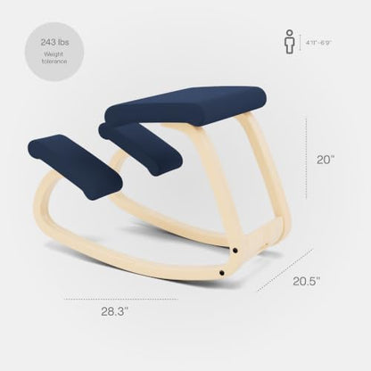 Varier Ergonomic Kneeling Chair, Rocking Knee Stool for Home Office Desk - color: Naturalal/Blue Tonal