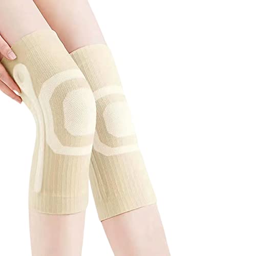 JUMISEE (One Pair Cotton Knee Sleeves for Knee Support, Circulation Improvement & Pain Relief Compression Knee Brace - color: X Nude With Silicone Gel Spring Support, size: Medium