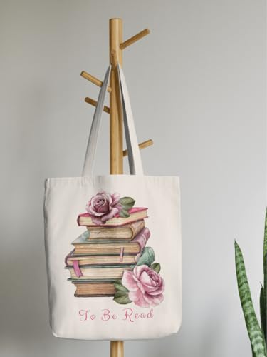 Aesthetic Canvas Tote Bag for Women with Inner Pocket - color: Read-rose