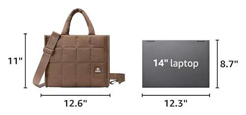 Quilted Crossbody Bags for Women,Puffer Weekender Overnight Bag,Purse Handbag Organizer,Small Tote Bags Shoulder Bag - color: Brown
