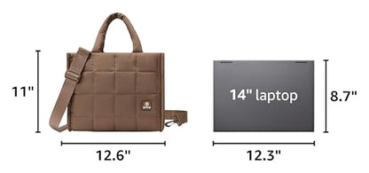 Quilted Crossbody Bags for Women,Puffer Weekender Overnight Bag,Purse Handbag Organizer,Small Tote Bags Shoulder Bag - color: Brown