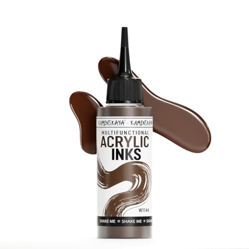 Acrylic Inks for Artists - Brown Walnut Acrylic Ink, 3.38 Fl Oz (100 ml) | Highly Concentrated, Multifunctional Liquid Acrylic Paint - color: Brown Walnut