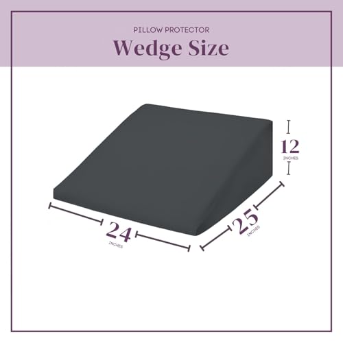 CirclesHome Wedge Pillow Cover 100% Cotton, Zippered Wedge Pillow Case Protector, Soft, Hypoallergenic & Breathable -Dark Grey, (24Wx25Lx12) - color: 4 - Dark Grey, size: Wedge (24 x 25 x 12 inches) - Set of 1