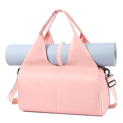 Handbag for Women Yoga Bag Large Capacity Yoga Pad Buckle with Shoe Compartment Water Bottle Sports Gym Bag Travel - color: C04-2 Pink