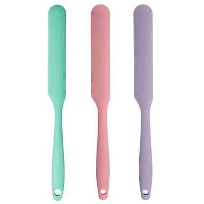 3Pcs Silicone Jar Spatula Long Handle Kitchen Spatulas for Mixing, Scraping, and Spreading,Ideal for Jars, Baking, Cake Icing, Cream, Butter, and Batter Kitchen Tool (Purple, Pink, Green) - color: Purple, Pink, Green