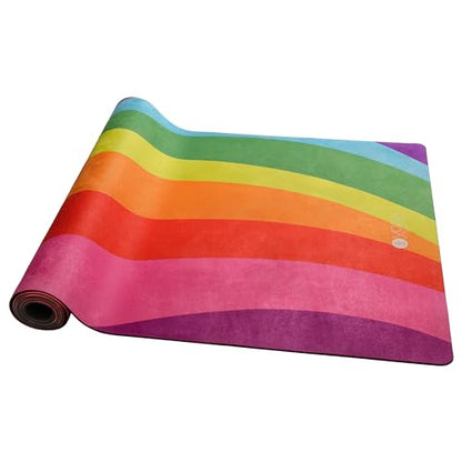 YOGA DESIGN LAB | The Combo Yoga Mat | 2-in-1 Mat+Towel | Eco Luxury | Ideal for Hot Yoga, Power, Bikram, Ashtanga, Sweat | Studio Quality | Includes Carrying Strap! - color: Rainbow, size: 3.5mm