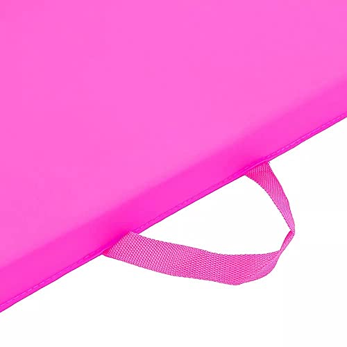 Fitness Maniac HIGH-DENSITY Firm Foam Folding Mat Thick Exercise Gymnastics Panel Gym Mats Non Slip with Carrying Handles Yoga Aerobics Workout Training - color: Tri-Fold (Pink)