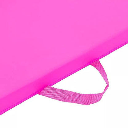 Fitness Maniac HIGH-DENSITY Firm Foam Folding Mat Thick Exercise Gymnastics Panel Gym Mats Non Slip with Carrying Handles Yoga Aerobics Workout Training - color: Tri-Fold (Pink)