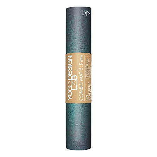 YOGA DESIGN LAB | The Combo Yoga Mat | 2-in-1 Mat+Towel | Eco Luxury | Ideal for Hot Yoga, Power, Bikram, Ashtanga, Sweat | Studio Quality | Includes Carrying Strap! - color: Aegean Green, size: 5.5mm