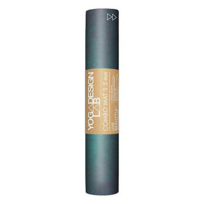 YOGA DESIGN LAB | The Combo Yoga Mat | 2-in-1 Mat+Towel | Eco Luxury | Ideal for Hot Yoga, Power, Bikram, Ashtanga, Sweat | Studio Quality | Includes Carrying Strap! - color: Aegean Green, size: 5.5mm
