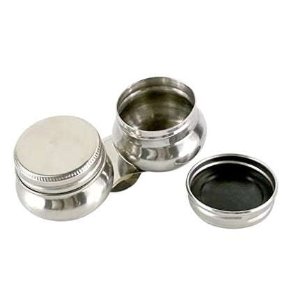 Stainless Steel Palette Cup with Lid, Portable Travel Double Dipper Oil Painting Pot Container, No Leakage, Can Clip on Palette | Portable Travel Double Dipper Oil Painting Pot Container, No Leakage, Can Clip on Palette
