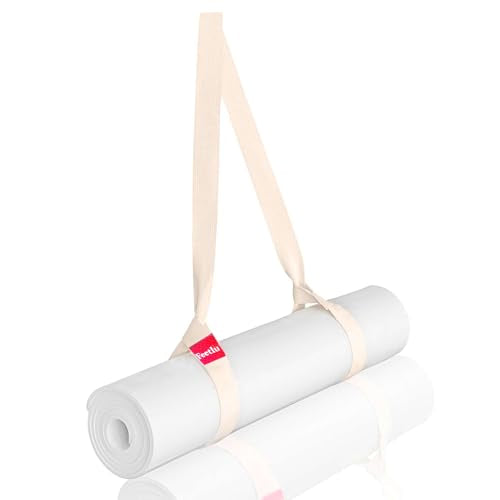 Yoga Mat Straps 2 in 1 - Cotton - Adjustable anti-slip straps for yoga, pilates, stretching, for carrying mats - color: Beige