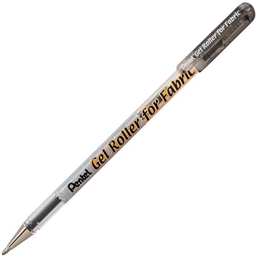 Pentel Arts Gel Roller for Fabric, (1.0mm) Bold Lines, Permanent, Black Ink, Pack of 2 (BN15BP2A)