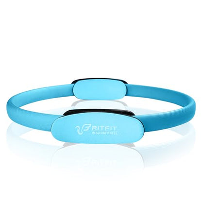 RitFit Pilates Ring 14 Inch Magic Fitness Circle for Inner Thigh Toning | Bonus Workout Guide & Storage Bag Included, Lightweight & Portable, Pilates Yoga Full Body Toning - style: Blue