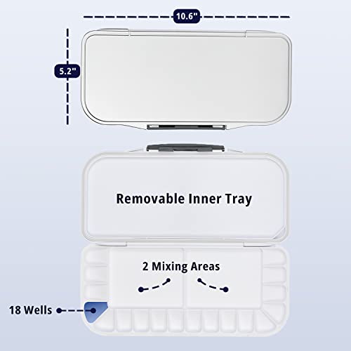 Mr. Pen- Airtight Watercolor Palette with Lid, 18 Wells & 2 Mixing Areas (Pack of 3) - color: White, size: 3 Pack