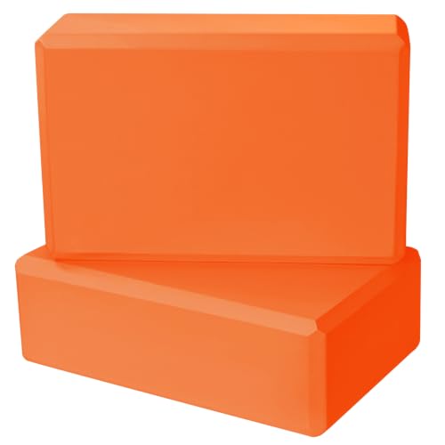 9"x6"x3" Yoga Block, 2 Pcs Soft Non-Slip Foam Blocks Supportive - color: Orange