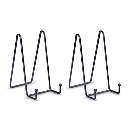 LIONWEI LIONWELI Plate Stands for Display - 6 Inch Metal Easels 2 Pack - Sturdy Tabletop Holders for Decorative Plates, Picture Frames, Books, Tablets, Vinyl Records & More - Black - size: 6 inch (2 pieces)