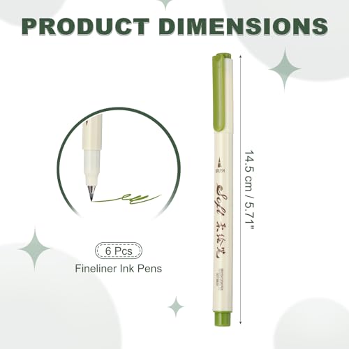 PATIKIL Fineliner Colored Pens, 6 Pcs Dark Green Felt Brush Tip Fineliner Marker Waterproof Ink Watercolor Coloring Book Art Supplies Set for Artist Journaling Scrapbooking - color: Dark Green