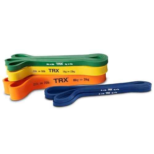 TRX Training Strength Band Set, Full-Body Resistance Bands for Home and Gym Use, Resistance Bands for Working Out - size: 5 lbs - 70 lbs (Pack of 4)