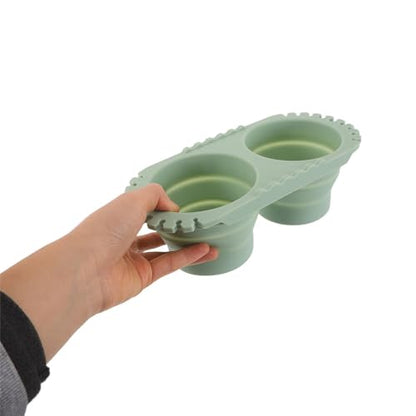SEWACC Foldable Silicone Paint Brush Washer, Dual Collapsible Basin with Drying Rack, Portable Acrylic and Watercolor Brush Washing Bucket, Travel Art Supplies Organizer - color: Green