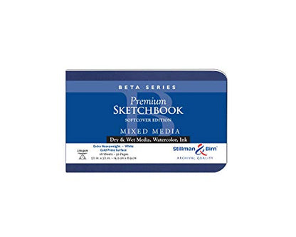Stillman & Birn Beta Series Softcover Sketchbook, 5.5" x 3.5", 270 gsm (Extra Heavyweight), White Paper, Cold Press Surface - size: 5.5" x 3.5" 270 gsm (Extra Heavyweight)