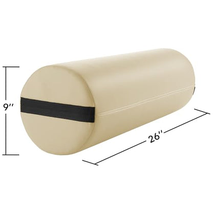Saloniture Jumbo Round Massage Table Bolster Pillow Pad - 26 x 9 Inch - Cream - color: Cream