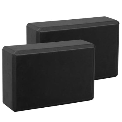 EXERZ Yoga Blocks 2 pack, Gym Blocks, Exercise Workout Fitness Bricks, Pilates Stretch Handstand Non-Slip - color: Black