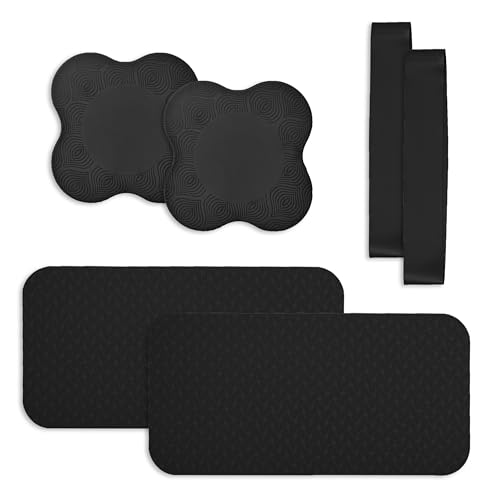 Yoga Knee Support Pad for Women Pilates Kneeling Cushion | Elbows Wrist Hands Head Foam Extra Thick Men Exercise Knees Pads Set of 6 Pieces - color: Black