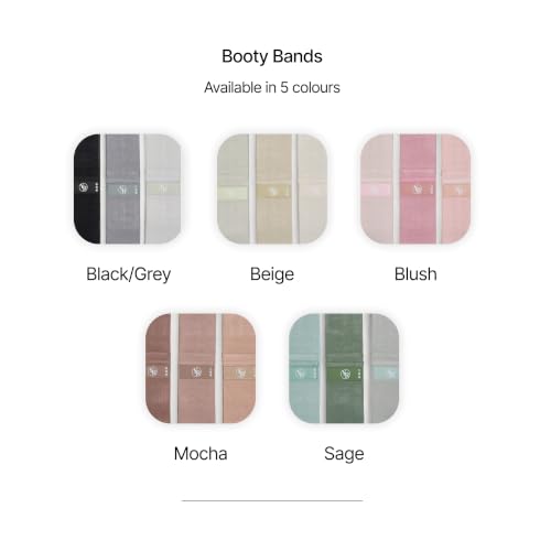 Fabric Booty Bands Set, 3 Resistance Levels for Pilates - color: Mocha