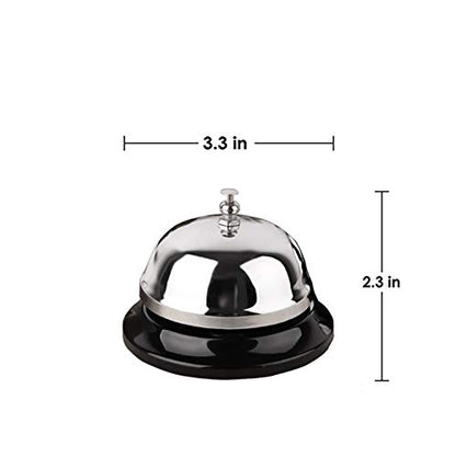 HeeYaa Call Bell 3.3 Inch Diameter with Metal Anti-Rust Construction, Ringing, Desk Bell Service Bell for Hotels, Schools, Restaurants, Reception Areas, Hospitals, Warehouses(Silver)